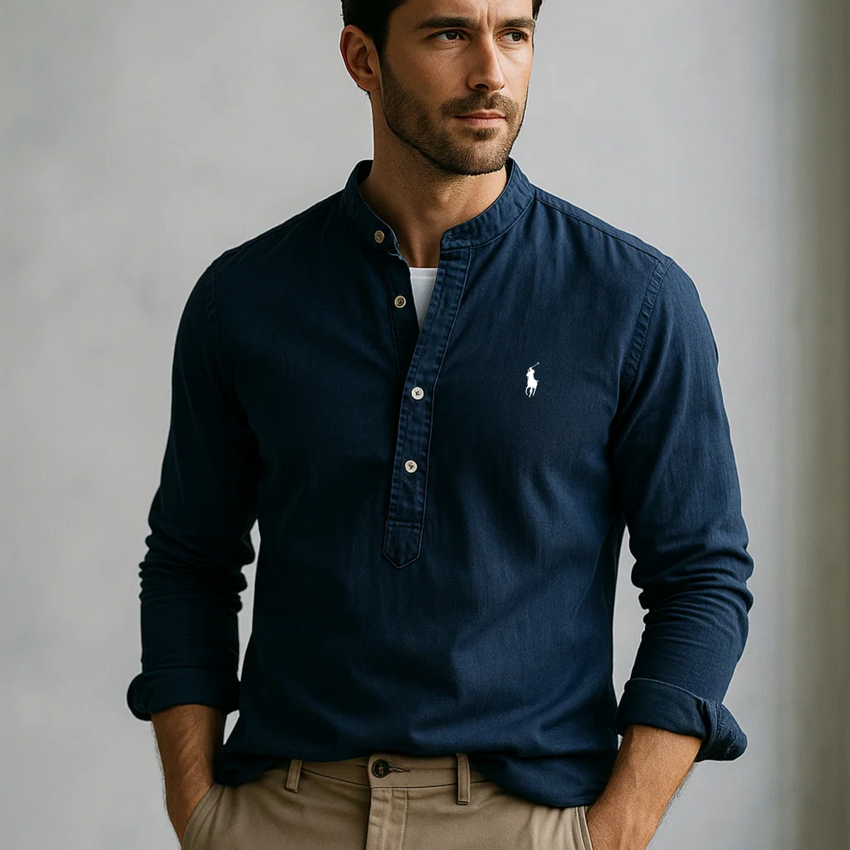 RL - Shirt With Stand-Up Collar